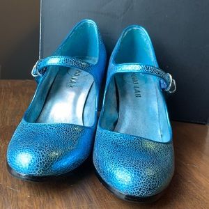 Soho Lab Metallic Turquoise Mary Jane Sz 7.5 M